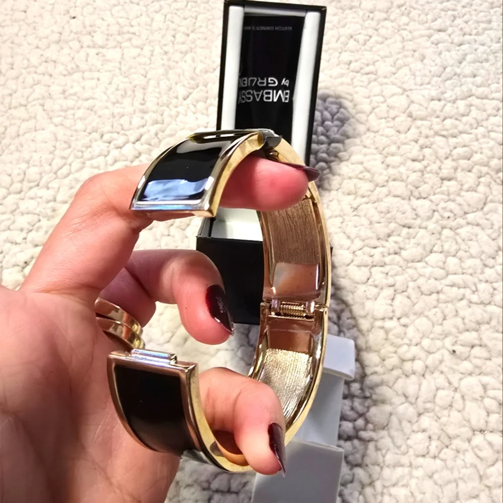 Embassy by Gruen Black and Gold Wearable Watch